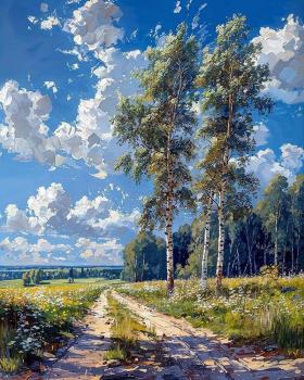 The forest path under the sunshine